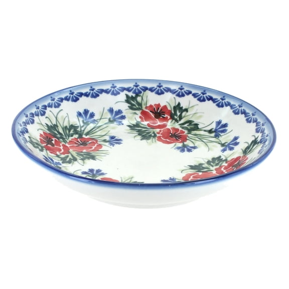 Blue Rose Polish Pottery Cherry Red Bouquet Large Salad Bowl