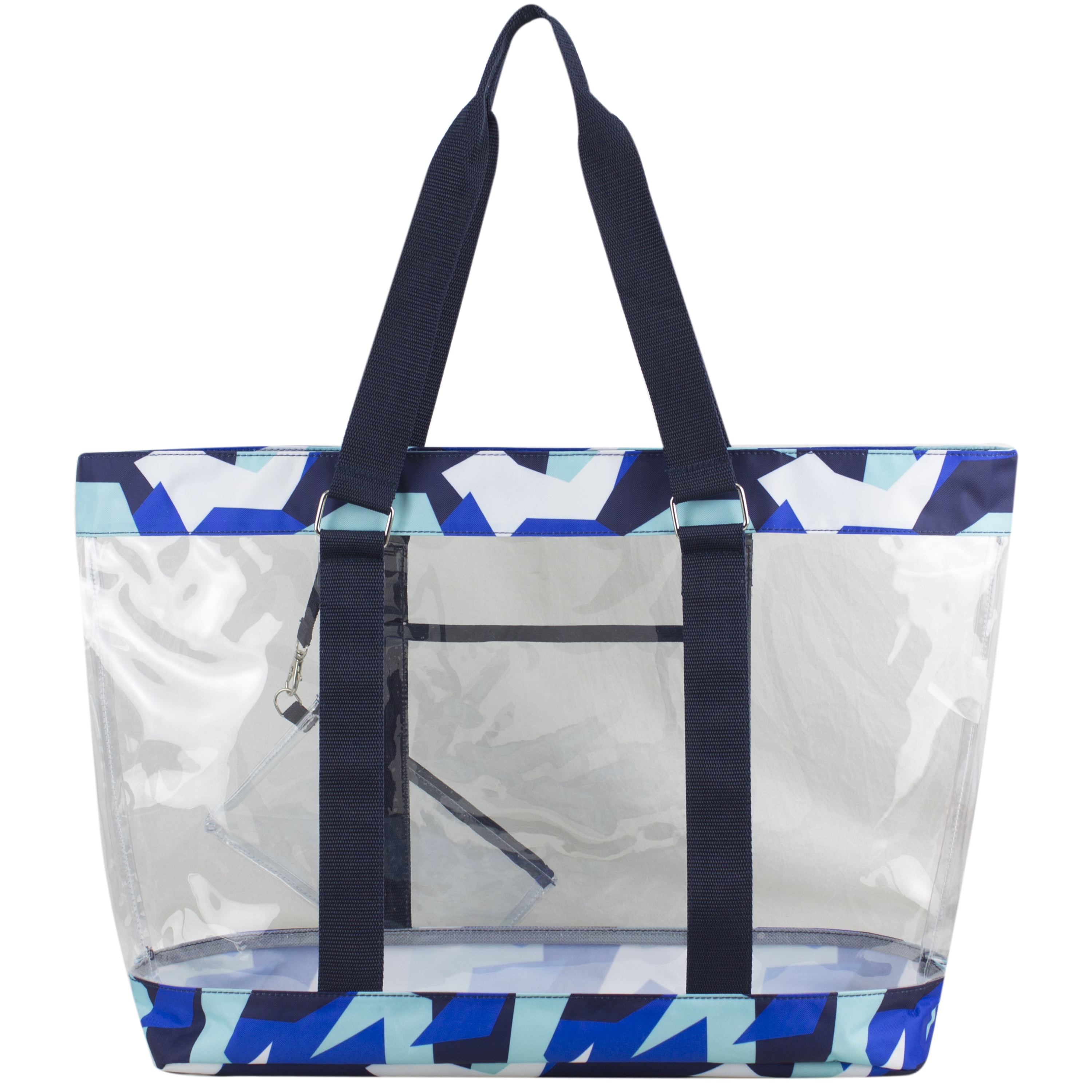 Eastsport Supreme Deluxe Clear Tote with Wristlet, Jagged Blue