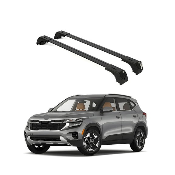 ERKUL Roof Rack Cross Bars for 2021-2024 Kia Seltos S / SX / EX | Aluminum Crossbars with Anti Theft Lock for Rooftop | Compatible with Flush Rails - Black