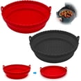 thumbnail image 1 of Jinsinto 2 Pieces Large Air Fryer Accessories, Collapsible Silicone Basket for Accessories for Air Fryer, Microwave, Cake Pan, Steamer, etc (Red + Black), 1 of 5