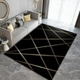 thumbnail image 2 of Modern Minimalist Area Rugs, Black Gold Lines Living Room Rugs, Easy Clean Carpet Washable Indoor Non-Slip Rug for and Bed Living Room Carpets Decor,4x5ft, 2 of 6