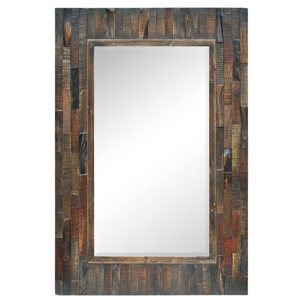 Ren Wil MT11713 Dark Brown Acacia 36" By 24" Rectangular Beveled Wood