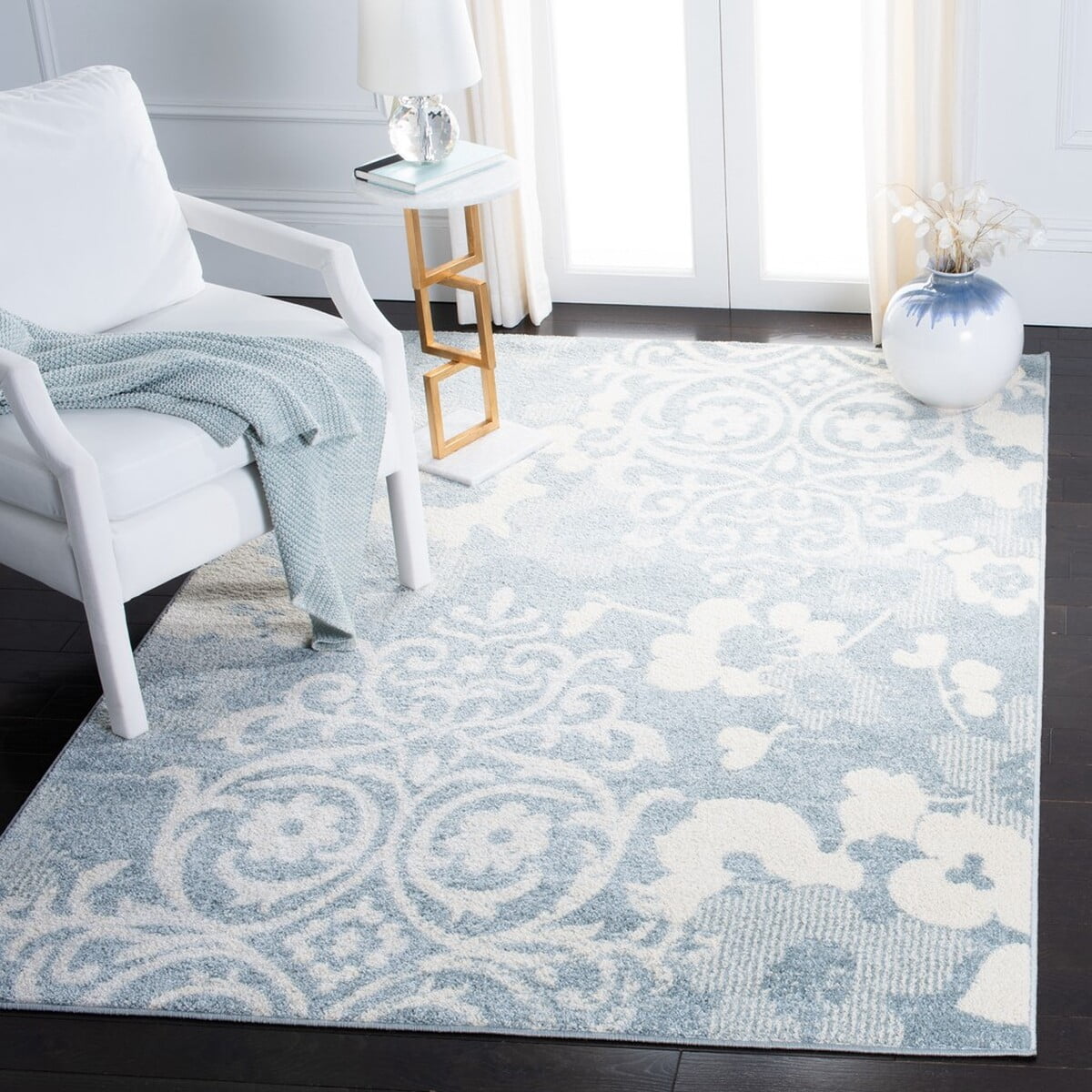 SAFAVIEH Adirondack Hortense Floral Area Rug, Grey/Ivory, 4'5" x 6'5"