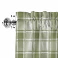 thumbnail image 4 of Sage Green Plaid Rod Pocket Curtain Valance, Modern Art Checkered Farmhouse Farmhouse Window Valance for Living Room, Bedroom, Kitchen 42"W x 12"L, 4 of 9