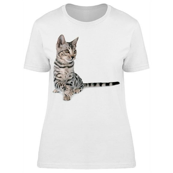 Gray Bengal Cat Elegant Pose  T-Shirt Women -Image by Shutterstock, Female Large