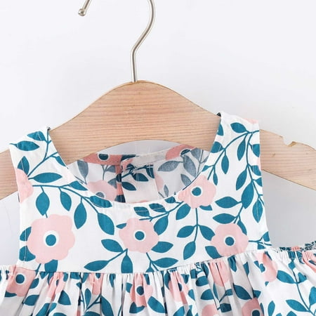 

nsendm Sleeveless Floral Girls 6M-3Y Printed Baby Princess Ruffles Dress Girls Dresses Melon Dress Fir Kids 2yrs Dress Pink 2-3 Years
