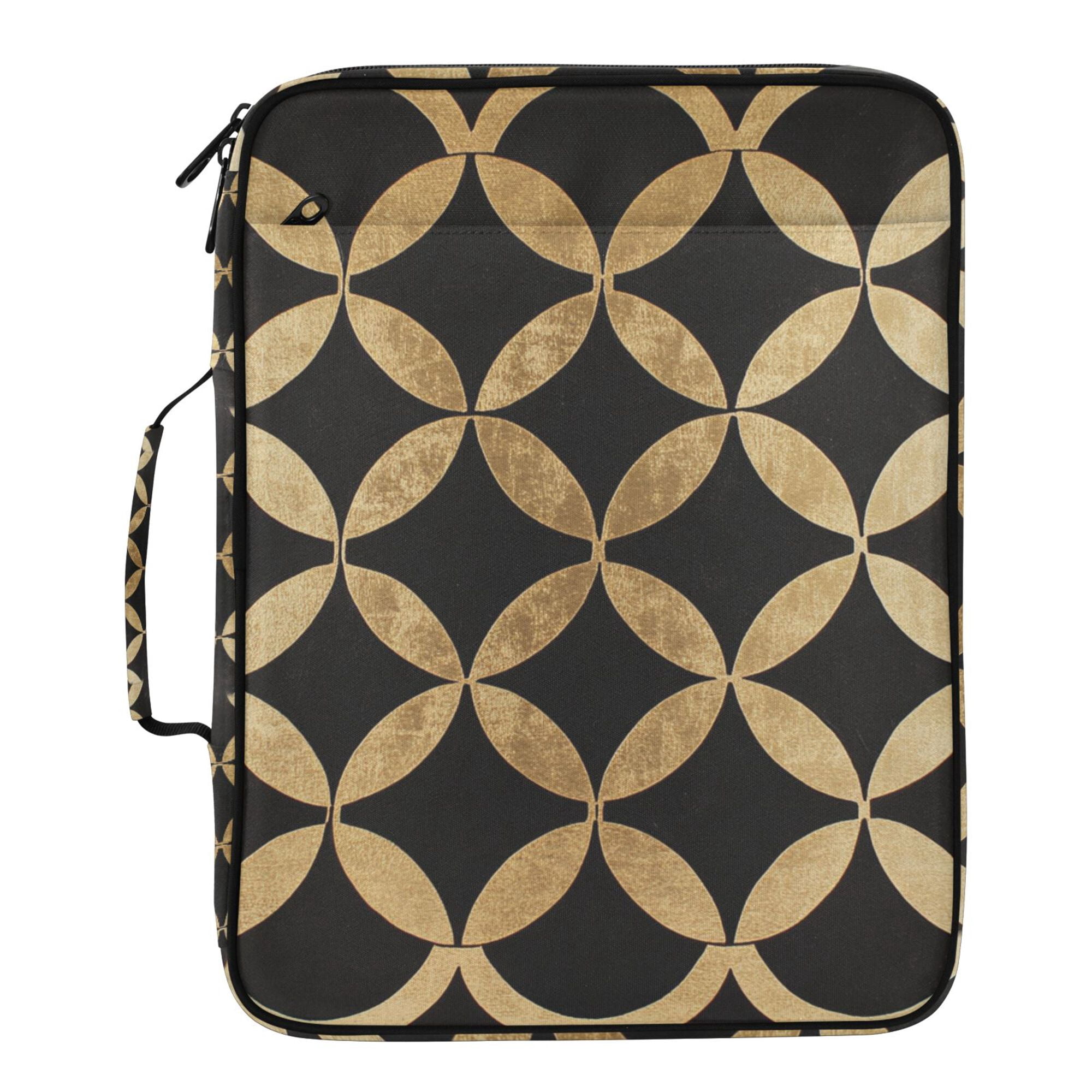 FORMRS Accordion File Folder A4 Size 7-Pocket Expanding Document Organizer Bag with 3 Ring Binder, Black Geometric