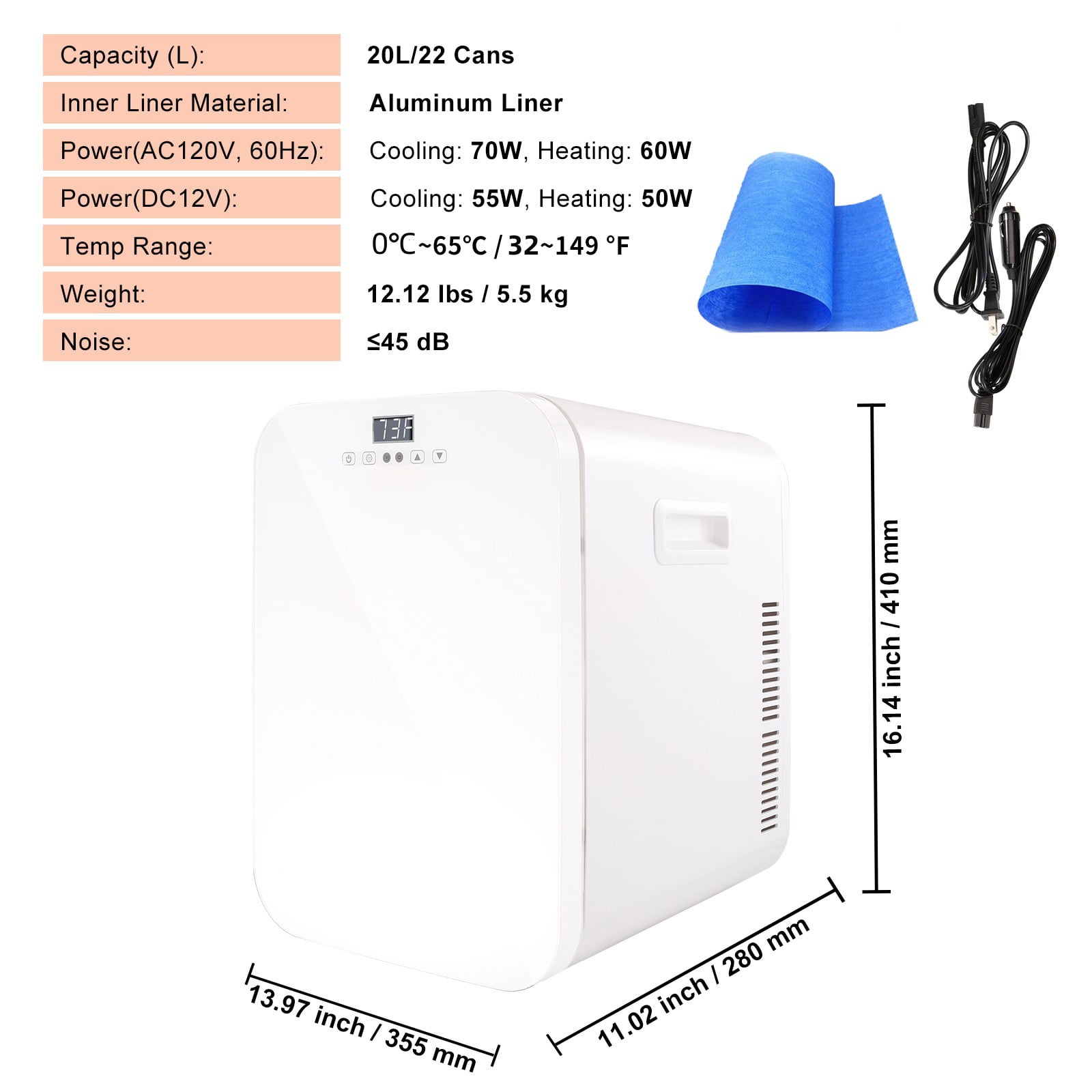 KFFKFF Mini Refrigerator 20L 22 Cans Skin Care Product Refrigerator AC/DC Mini Cosmetic Makeup Refrigerator