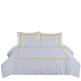 thumbnail image 3 of BedDecor Luxury Soft Brushed 600-Thread-Count Egyptian Cotton Embroidered Duvet Cover Set with Beautiful 3-Stripe Embroidery Olympic Queen, Gold Solid, 3 of 4