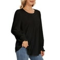 thumbnail image 2 of Women's Pleated Lantern Long Sleeve Tunic Blouses Lightweight Soft Casual Elegant Loose Crewneck Tops, 2 of 5