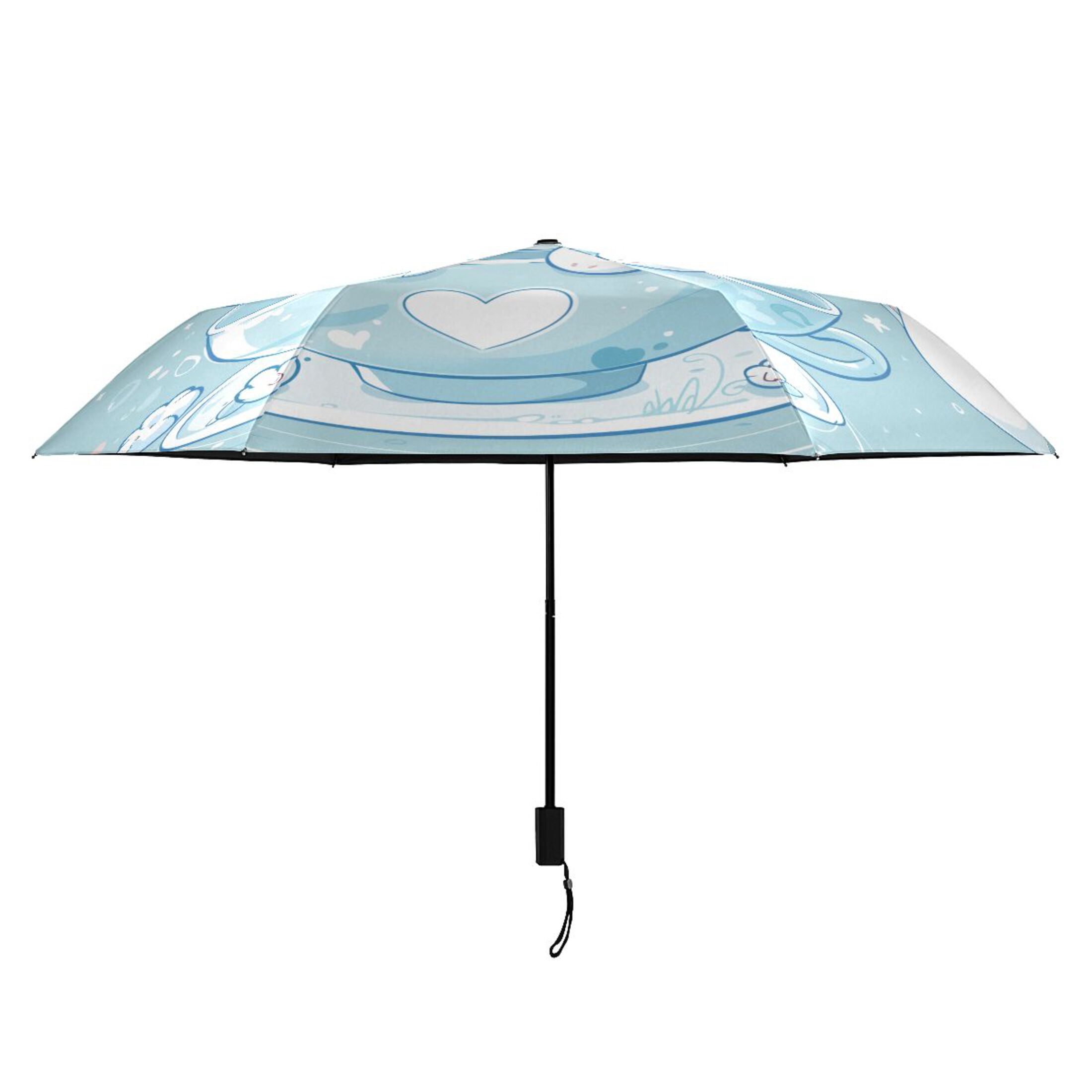 Cute Cinnamoroll Sanrio in Cup Compact Sun Umbrella Windproof Travel Umbrellas for Rain Strong Portable UV Protection