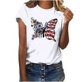 thumbnail image 2 of Goodtrade8 Womens American Flag T Shirts 4th of July Casual Pullover Red White and Blue Summer , Short Sleeve Graphic Fashion Red White and Blue Tops for Junior Independence Day, 2 of 4