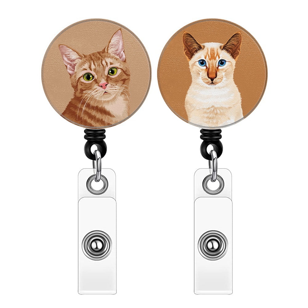 All American Kitten Retractable Reel Badge Holder Cat Carabiner