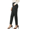 thumbnail image 4 of DARING DIVA Women's Tartan Plaid Pants Elastic Waist Straight Trousers XS Black, 4 of 7