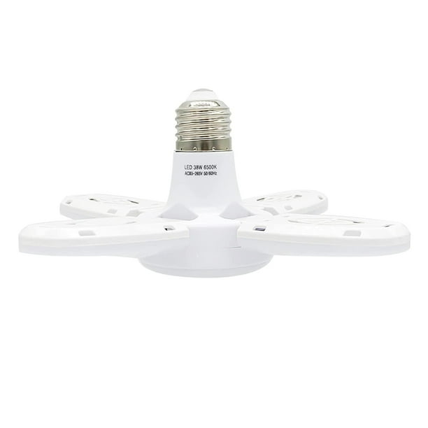 Luces LED plegables para garaje Bombilla E27 de 38W 4 aspas Ehuebsd de ventilador ajustables iluminación de techo Deformable para Taller y almacén 6000LM AC110265V