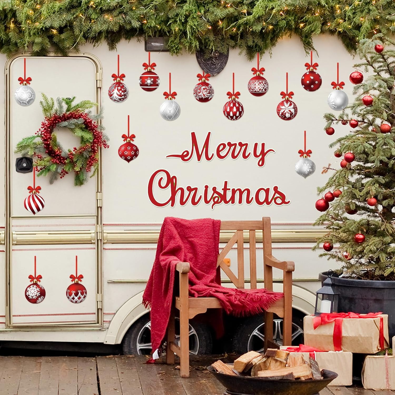 CozyNestFinds 36 Pcs Christmas Garage Door Magnets Decorations, Glow in The Dark Xmas Ball Garage Door Decorations, Merry Christmas Magnets for Refrigerator Fridge Kitchen Car Indoor Outdoor Decor
