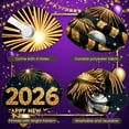 thumbnail image 4 of Gold Numerals Happy New Year Banner Fireworks Design 2026 Backdrop Silver Balloons Star Patterns New Year Display for New Year Party New Year's Eve Family Gathering, 4 of 9