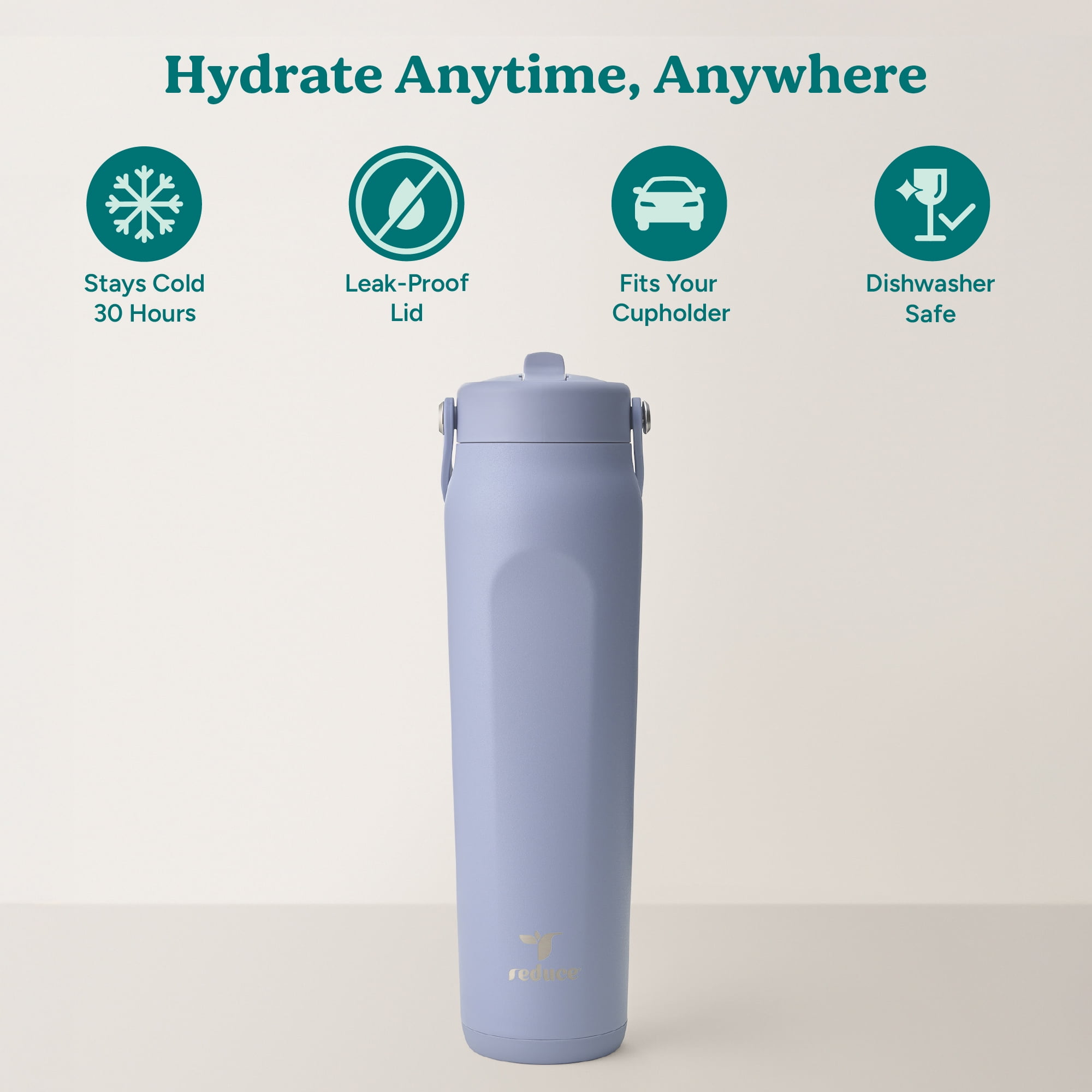 Reduce Alta 30 oz Spill-Proof Stainless Steel Water Bottle, Steel Blue