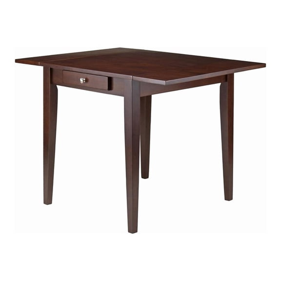 Winsome Hamilton Double Drop Leaf Solid Wood Dining Table in Antique Walnut