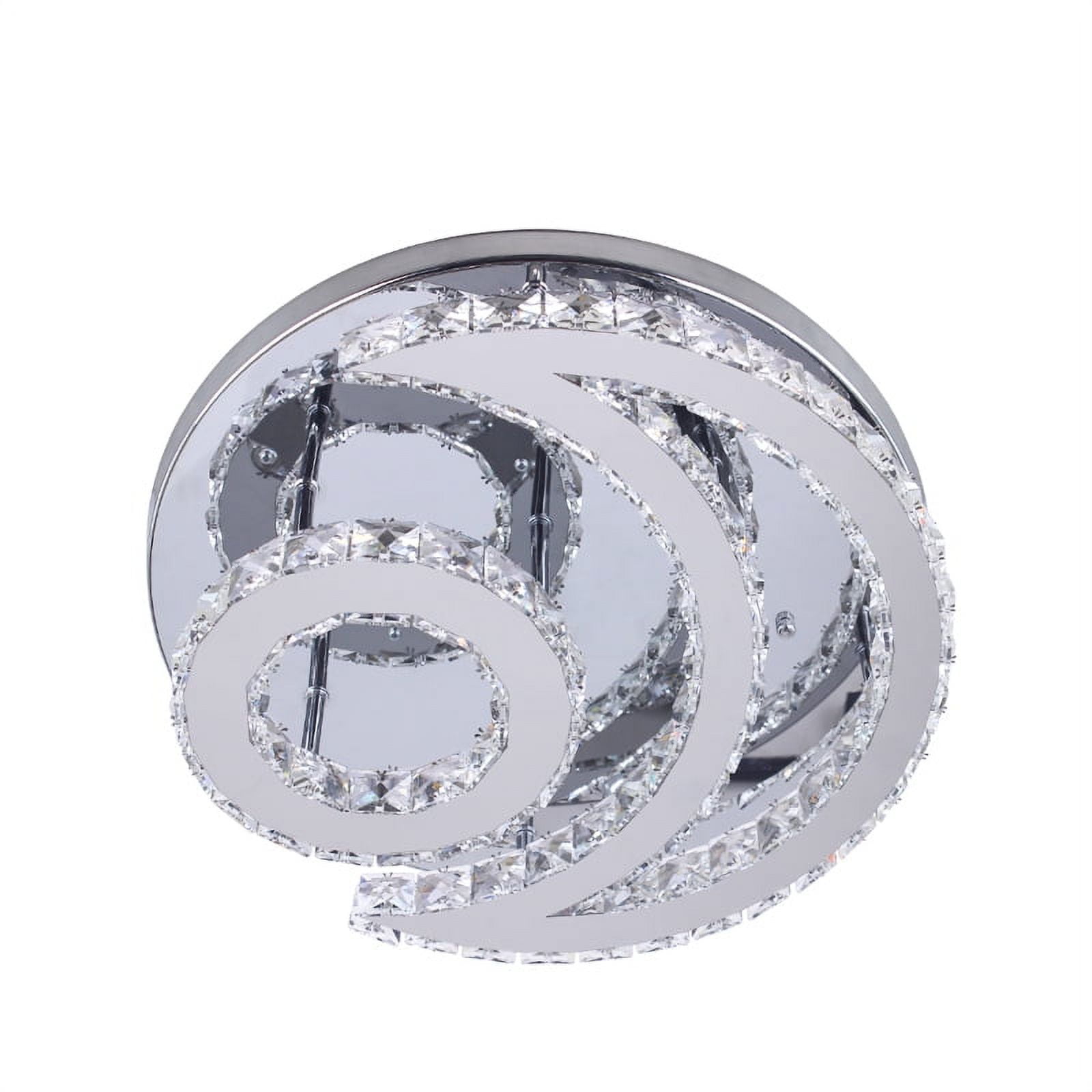 FRIXCHUR Modern Crystal Chandelier LED Moon Crystal Ceiling Light  Flush Mount Chandelies for Dining Room Bathroom Bedroom Living Room(Cool White)