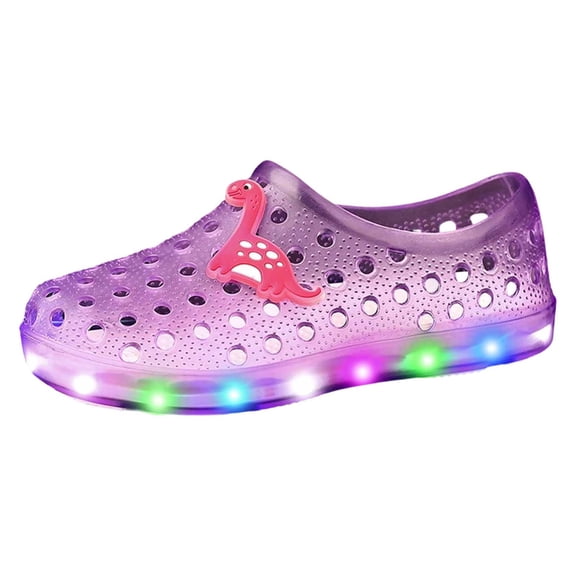 Toddler Clogs Kids Slippers Light up Sandals Boys Girls LED Garden Shoes Cartoon Slides on Lightweight Beach Pool Quick Dry
