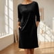 thumbnail image 1 of Karight Women's Velvet Dress Trendy Formal Long Sleeve Loose Casual Swing Mixi Dresses Plus Size for Daily Wear with Pockets, 1 of 5