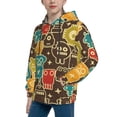 thumbnail image 2 of Rateoe Robot and Monsters Pattern Boys Hoodie, Youth Pullover Hooded Sweatshirt, Kangaroo Pocket Hoodie for Kids-Medium, 2 of 6