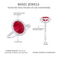 thumbnail image 5 of Rosec Jewels Lab Grown Ruby Oval Engagement Ring with Halo - 4 Carat - AAAA Grade - Certified Ruby Diamond Ring for Women, 14K White Gold, US 6.00, 5 of 8