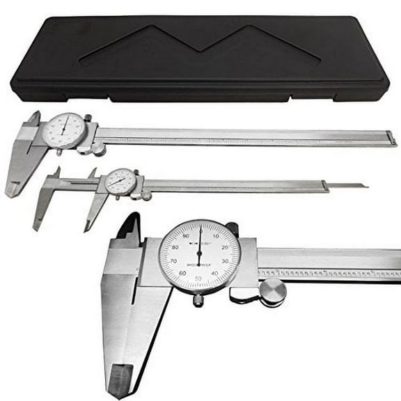 Stainless Steel 12" Mechanical Dial Caliper Measures Outside Inside Ruler Scale