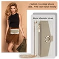 thumbnail image 6 of Phone Case for Motorola Moto G Stylus 5G 2023 Zipper Wallet Cover with Make-up Mirror, Flip Cover PU Leather Ring Card Holder Kickstand Crossbody Strap Chain Cell Phone Case Cover, White, 6 of 6
