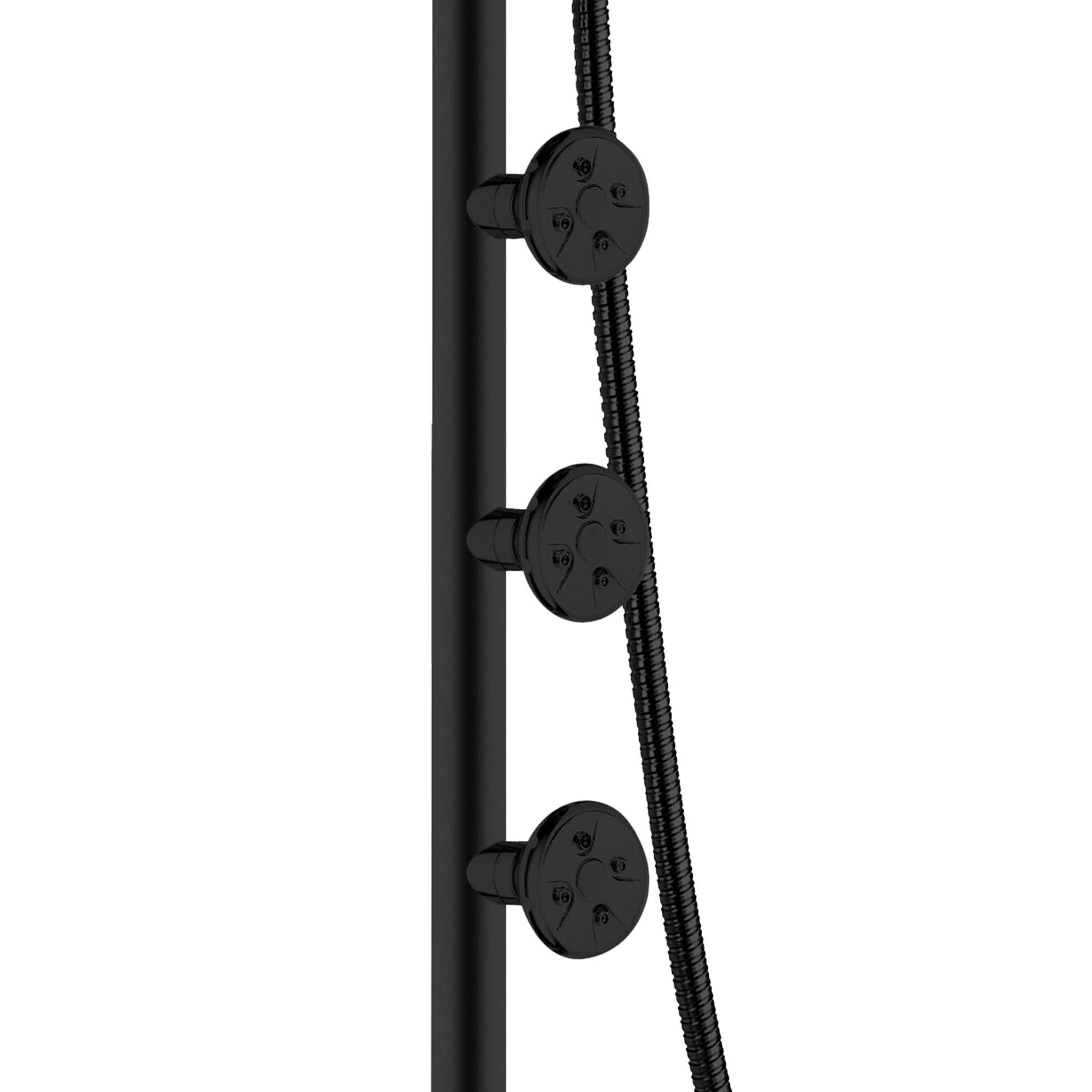 Lanai 8-in Rain Showerhead Shower System with 3-Body Jets Pivoting Shower Arm and Multi-function Handshower Matte Black