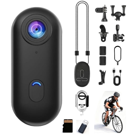 Cámara de acción 4K tipo pulgar con WiFi: cámara para salpicadero de motocicleta, cámara para casco, videocámara de bolsillo para buceo con lente gran angular de 120°, montaje manos libres y