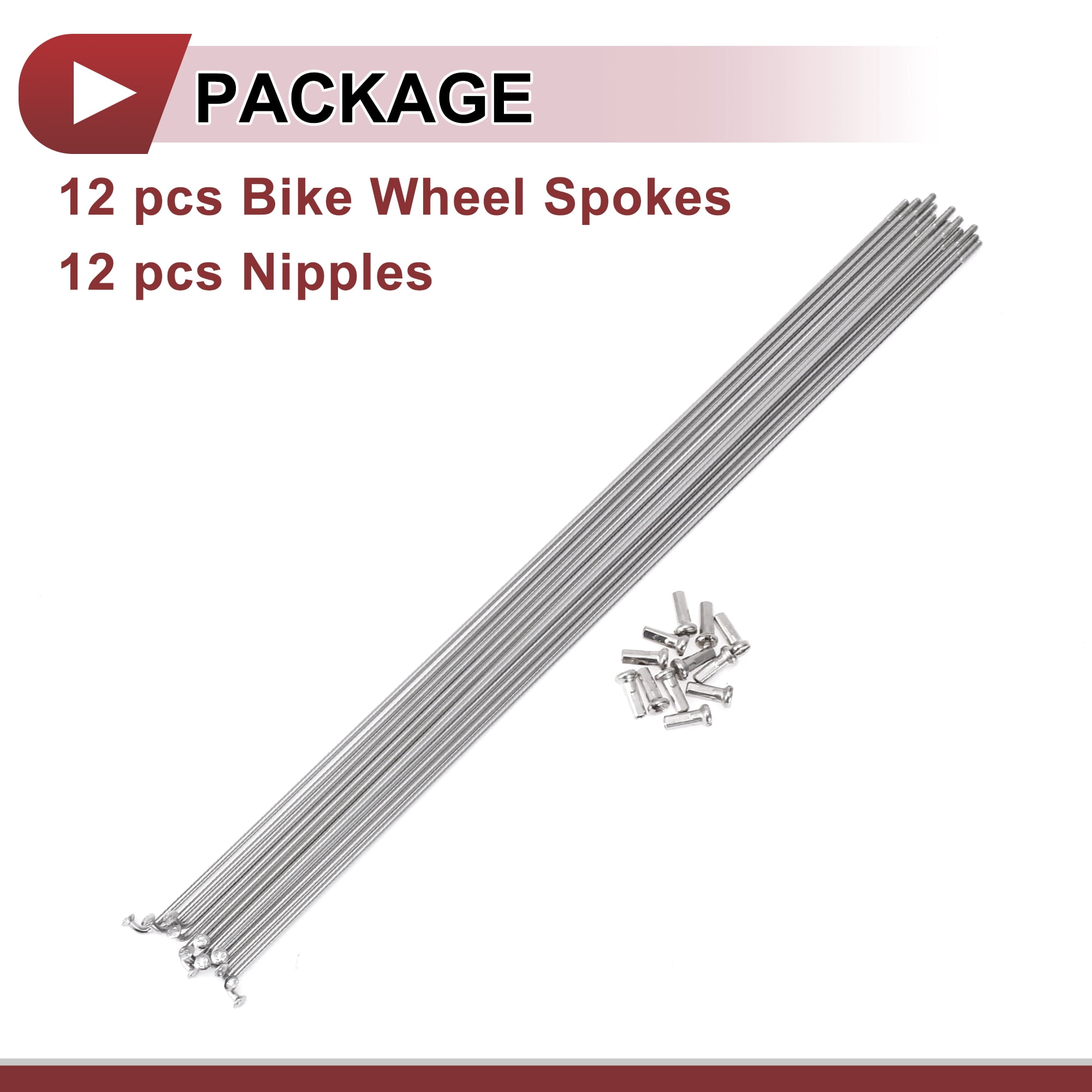 Unique Bargains 12 Set 14G Bicycle Spokes 14G Bike Wheel Spoke 304 Stainless Steel 295mm