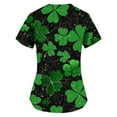 thumbnail image 6 of Feancey Womens Holiday Plus Size Scrub Tops St Patricks Day Shamrock Printed Nurse Scrubs Shirts Loose Fit Short Sleeve V Neck Working Uniforms with Pockets Green 3XL, 6 of 6