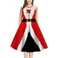 thumbnail image 1 of Pudcoco Robe pour Femme Style de Noël Motif Dentelle Sans Manches Robe Midi, 1 of 6