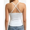 thumbnail image 4 of hoksml Women's Lace Trim Camisole Top with Built-in Bra, Adjustable Cross Back Straps, Stretch Soft Fabric Invisible Layering Tank Top for Daily Casual Wear, 4 of 6