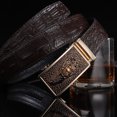 thumbnail image 4 of Men's crocodile pattern belt, automatic buckle belt, cowhide Korean version of youth leisure business belt, 4 of 5