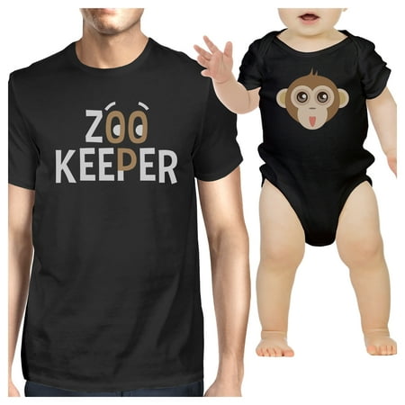 

Zoo Keeper Monkey Dad and Baby Matching Shirts Gift For Baby Shower