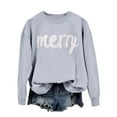 thumbnail image 6 of XIAOCHA Women's "Merry" Letter Sweatshirt Loose Crew Neck Pullover Top Casual Holiday Simple Sweatshirts, 6 of 6