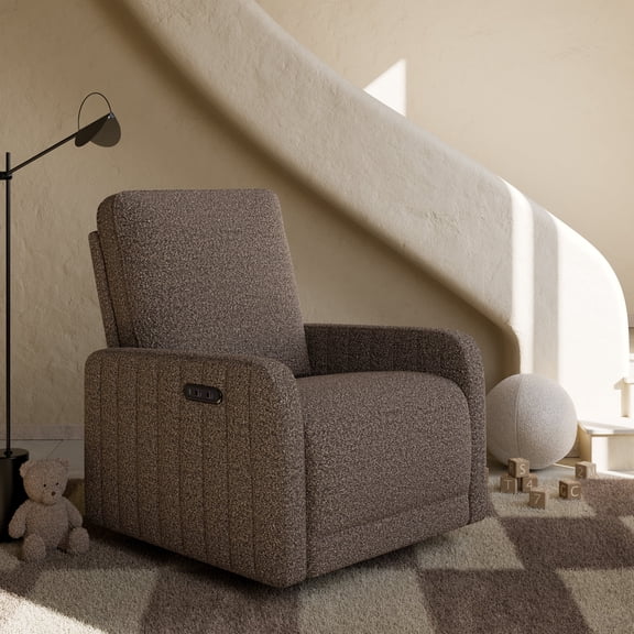 Storkcraft Kyoto Deluxe Extra-Wide Nursery Power Recliner Swivel Glider, Mountain Brown Boucle