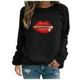 thumbnail image 2 of Aloohaidyvio Hoodies,Ladies Fashion Zip Lip Graphic Print Sleeve Crew Neck Sweatshirt, 2 of 6