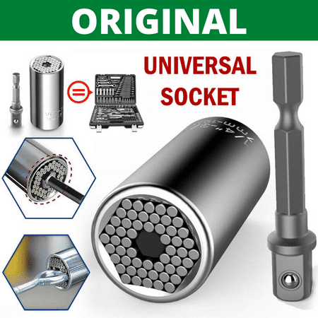 2pc Set Self-Adjusting Universal Socket Wrench Set Sockets Sleeve 7-19mm Power Drill Ratchet Bushing Spanner Key Gator Magic Grip Multi Hand Tools