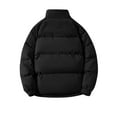 thumbnail image 3 of Htigea Men's Puffer Jacket Winter Warm Thick Padded Coat Trendy Patchwork Long Sleeve Coats Lightweight Outdoor Hiking Ski Jackets with Pockets Black L, 3 of 7