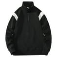 thumbnail image 2 of cfhntfmh Men's Quarter Zip Sweatshirt Casual Mock Neck Long Sleeve Color Block Pullover Sweatshirt Fall Oversized Basic Tops, 2 of 7