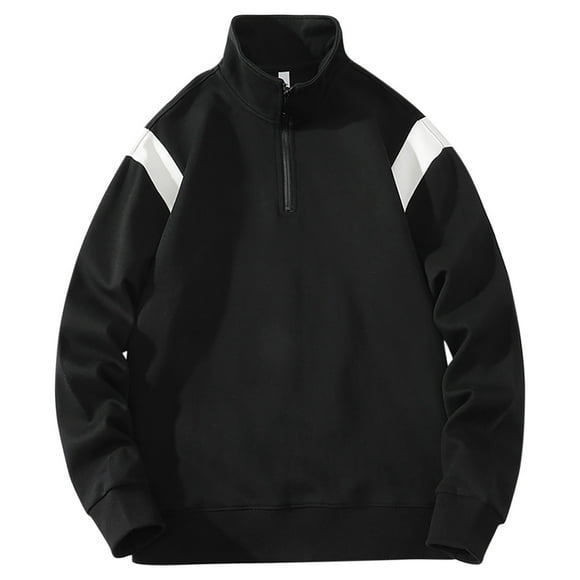 cfhntfmh Men's Quarter Zip Sweatshirt Casual Mock Neck Long Sleeve Color Block Pullover Sweatshirt Fall Oversized Basic Tops
