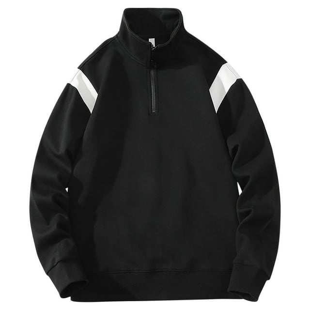 cfhntfmh Men's Quarter Zip Sweatshirt Casual Mock Neck Long Sleeve Color Block Pullover Sweatshirt Fall Oversized Basic Tops