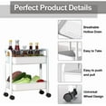thumbnail image 3 of 2-Tier Rolling Cart Storage Organizer with Wheels, White - Multifunctional Utility Trolley for Office Home Kitchen, 3 of 6