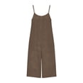 thumbnail image 7 of QATAINLAV Summer Rompers for Women Sleeveless Adjustable Strap Onesies Shorts Cotton Casual Wide Jumpsuits with Pockets Coffee XL, 7 of 7