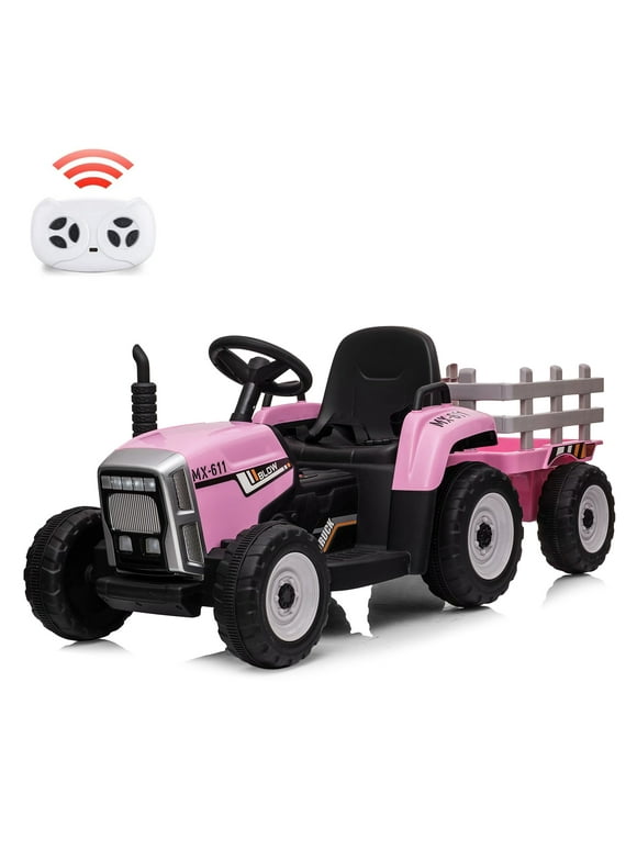 Peg perego case ih 2024 magnum tractor with trailer pink