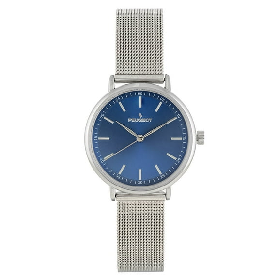Peugeot Women's 30mm Blue Sleek Stainless Steel Mesh Band Watch